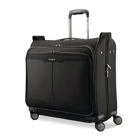 garment bag with spinner wheels.